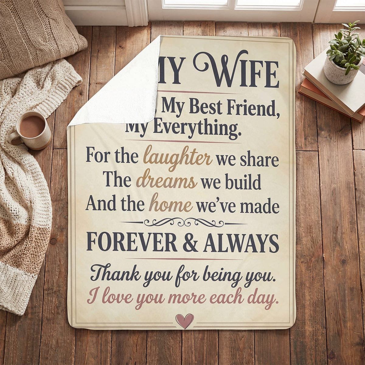 Sherpa Fleece Blanket - To My Wife