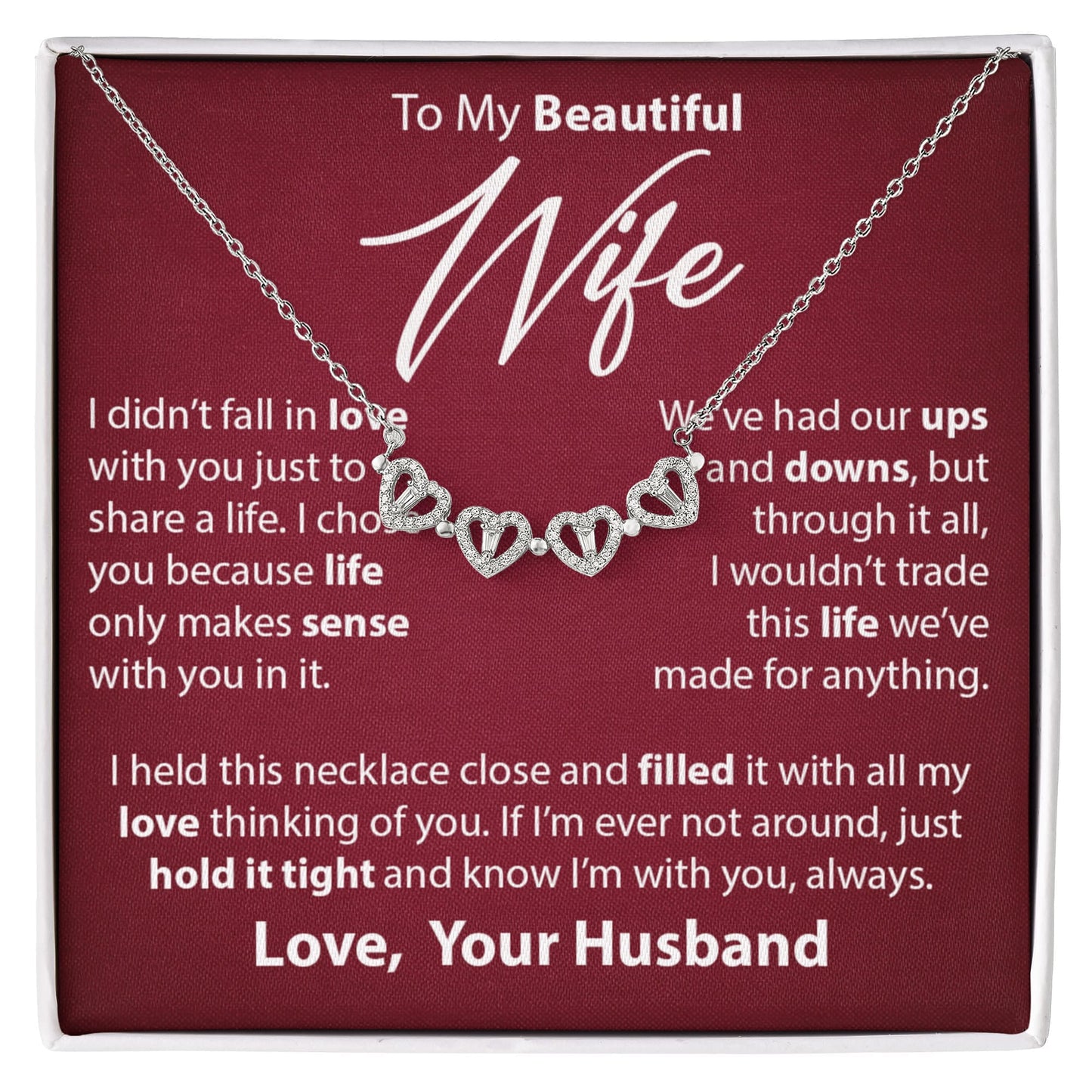 Gift for Wife from Husband - Magnetic Hearts Necklace