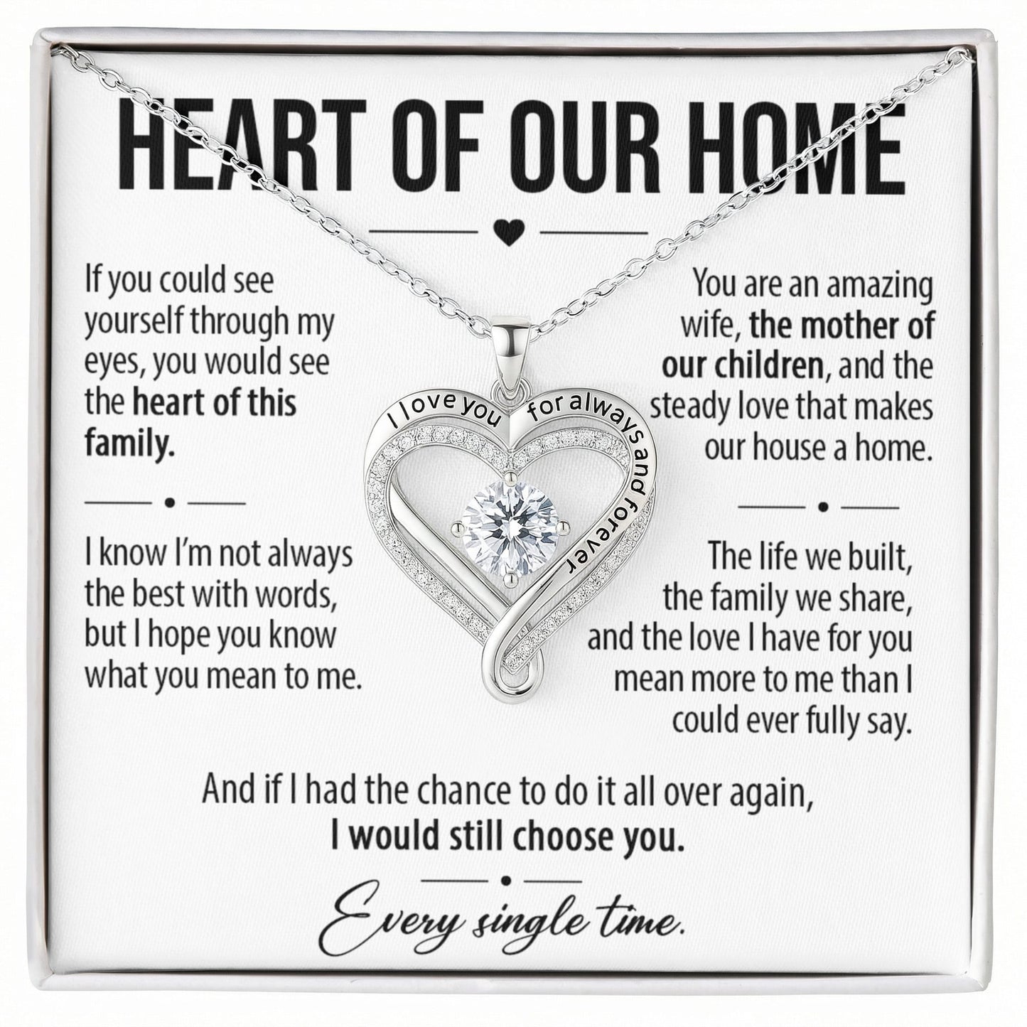 Heart Of Our Home - Gift for Wife from Husband - Love You Always Necklace