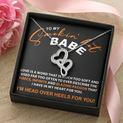 To My Smokin' Hot Babe - Double Heart Necklace