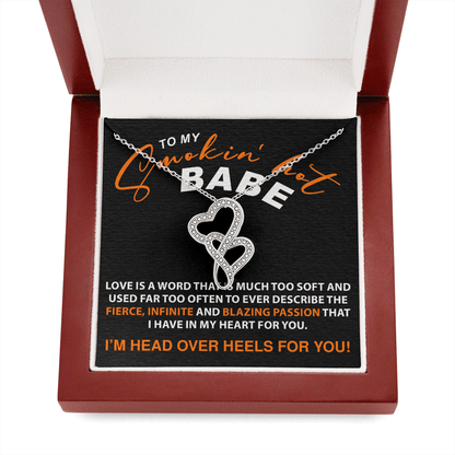 To My Smokin' Hot Babe - Double Heart Necklace
