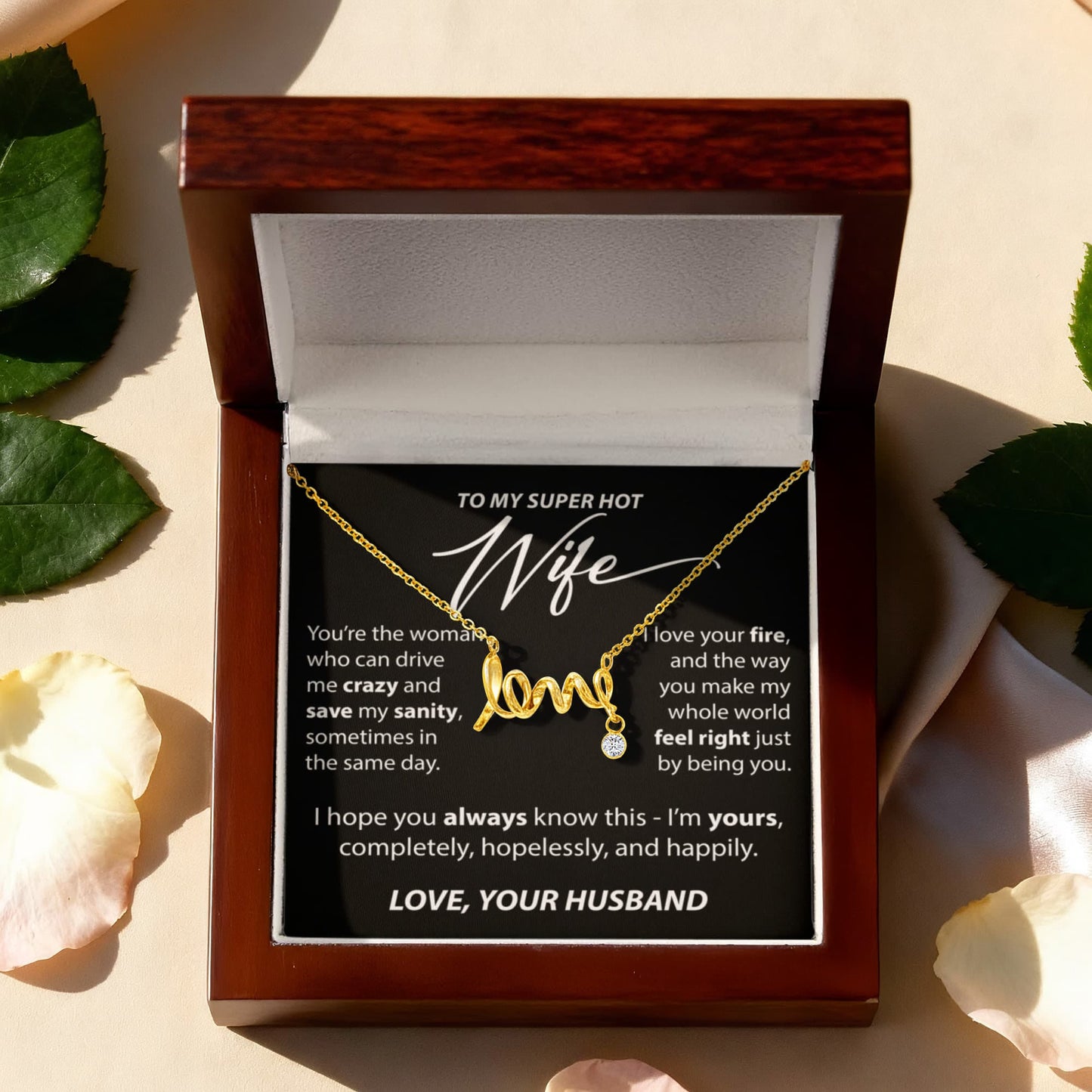 Gift for Wife from Husband - "To My Super Hot Wife" Necklace