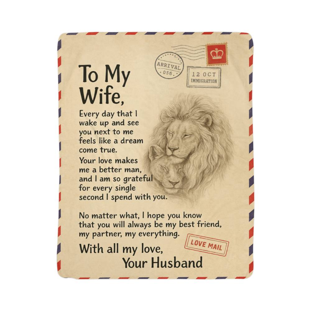 Gift to Wife from Husband (Lion) - Sherpa Fleece Blanket