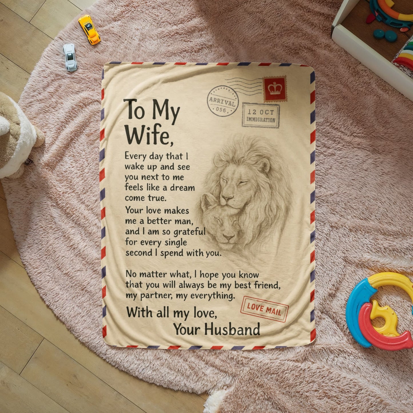 Gift to Wife from Husband (Lion) - Sherpa Fleece Blanket