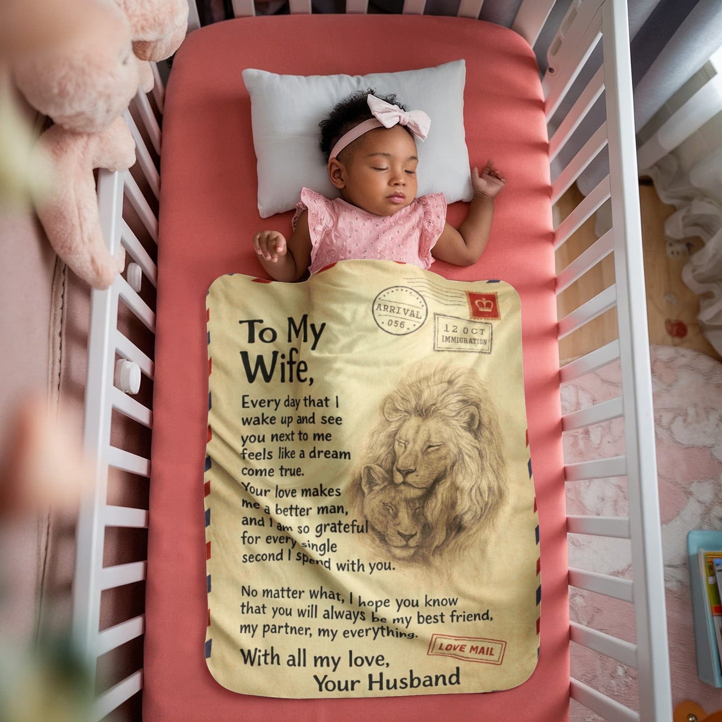 Gift to Wife from Husband (Lion) - Sherpa Fleece Blanket