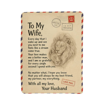 Gift to Wife from Husband (Lion) - Sherpa Fleece Blanket