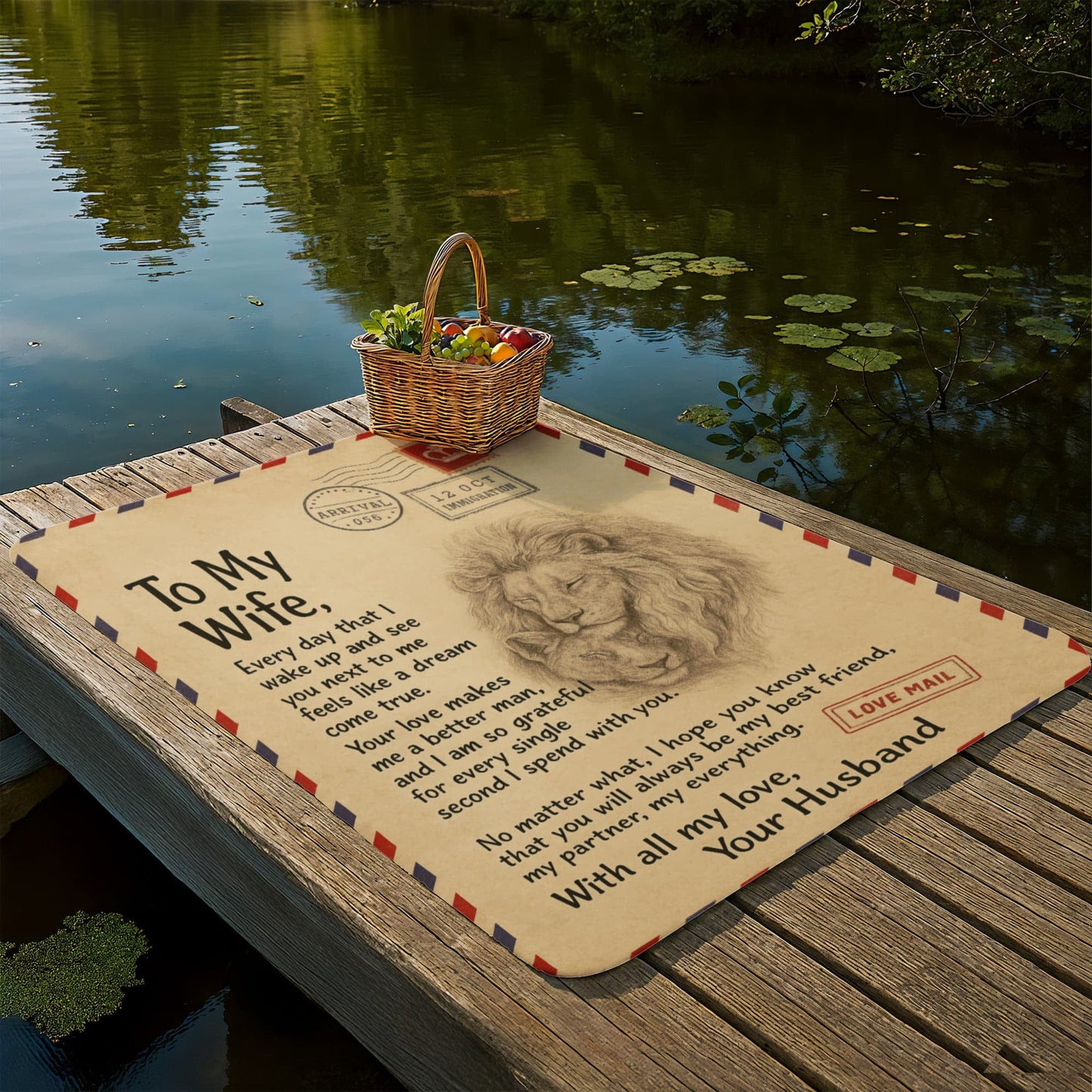 Gift to Wife from Husband (Lion) - Sherpa Fleece Blanket