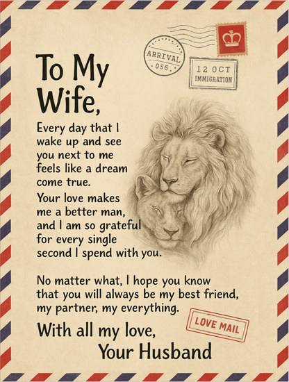 Gift to Wife from Husband (Lion) - Sherpa Fleece Blanket