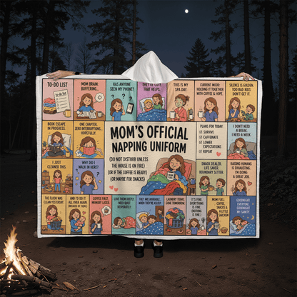 Mom's Official Napping Uniform - Hooded Sherpa Fleece Blanket