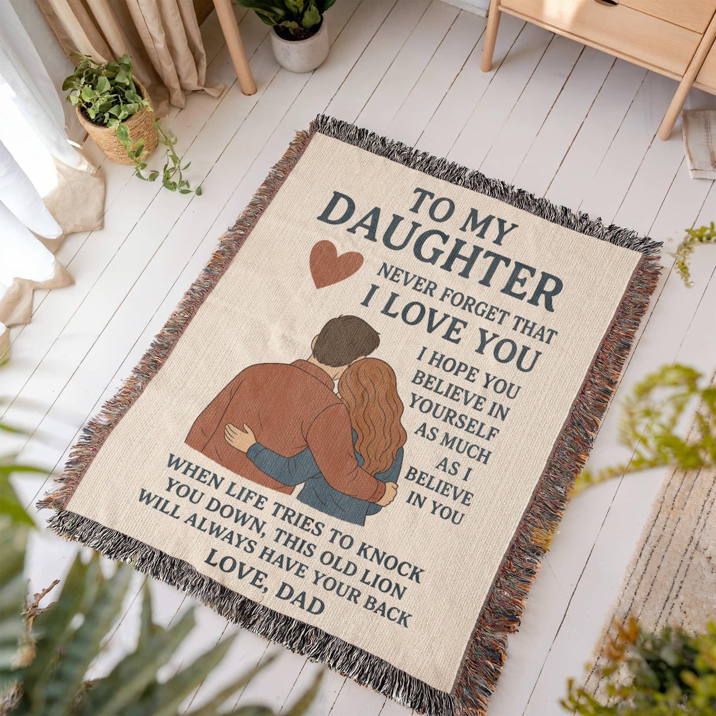 Gift for Daughter from Dad - Heirloom Woven Blanket