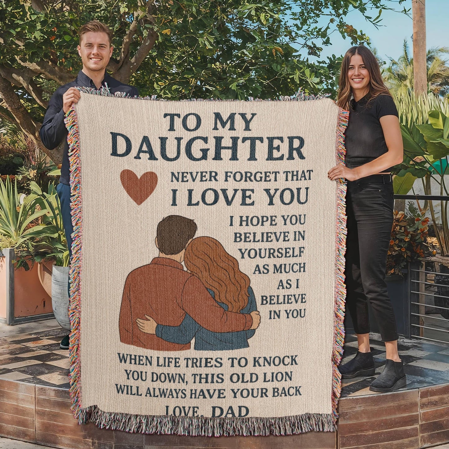 Gift for Daughter from Dad - Heirloom Woven Blanket