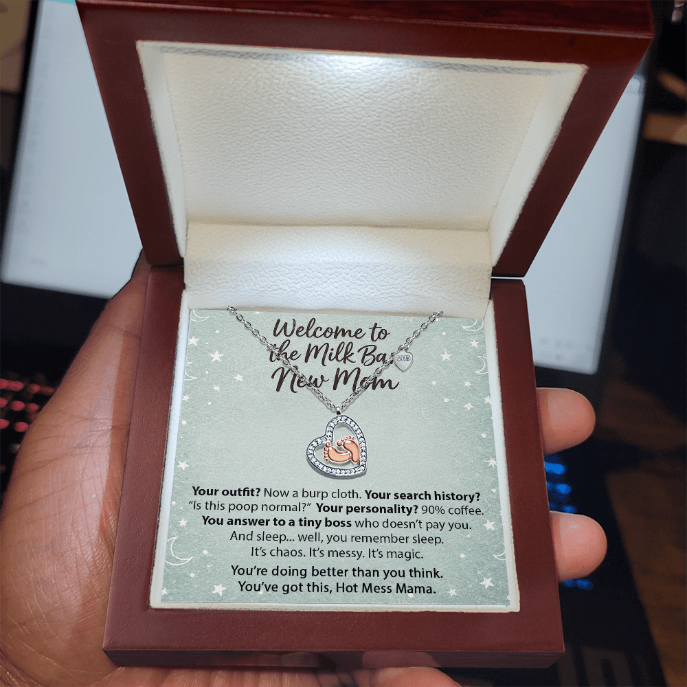 "Welcome to the Milk Bar, New Mom" - Gift Necklace for New Mom