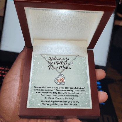 "Welcome to the Milk Bar, New Mom" - Gift Necklace for New Mom