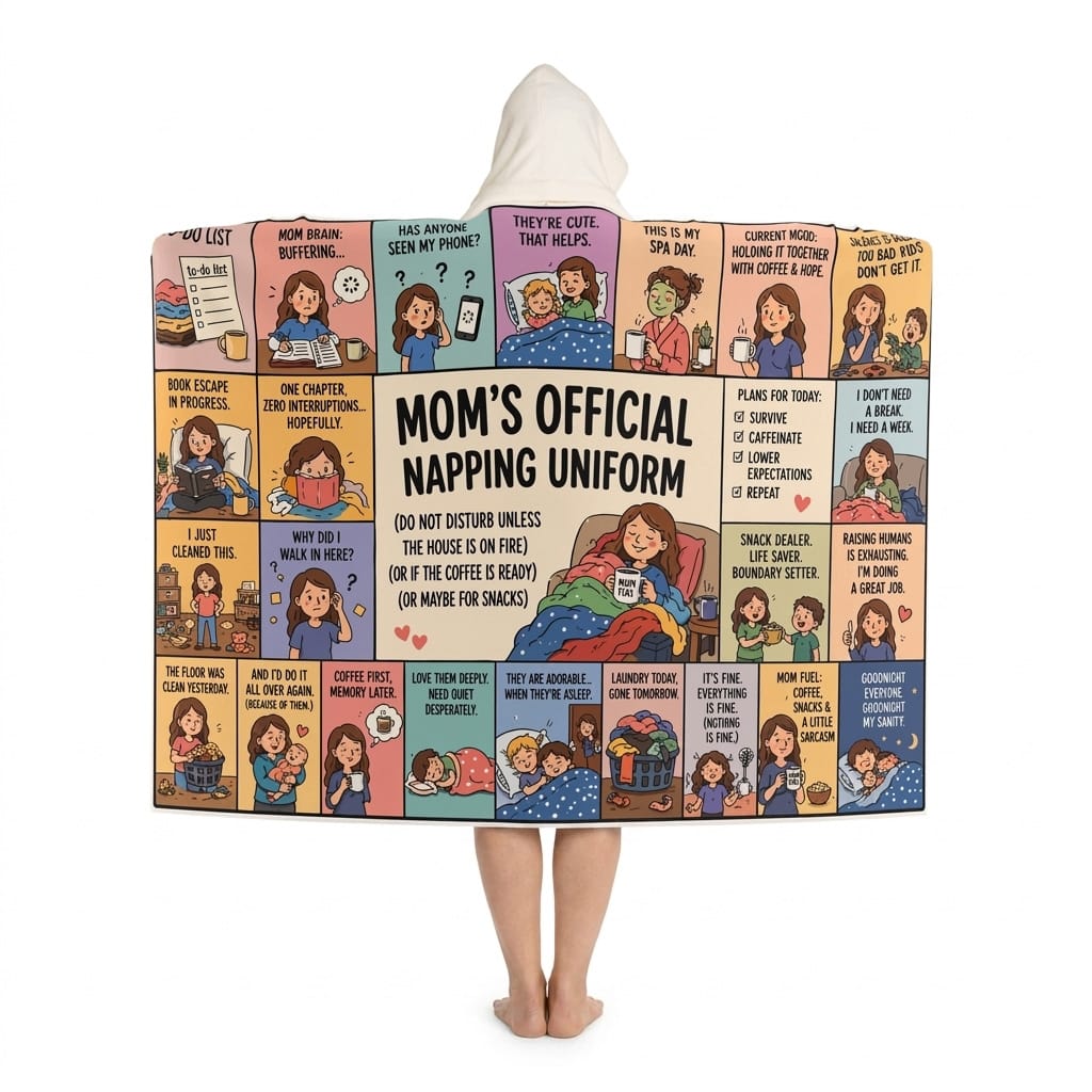 Mom's Official Napping Uniform - Hooded Sherpa Fleece Blanket