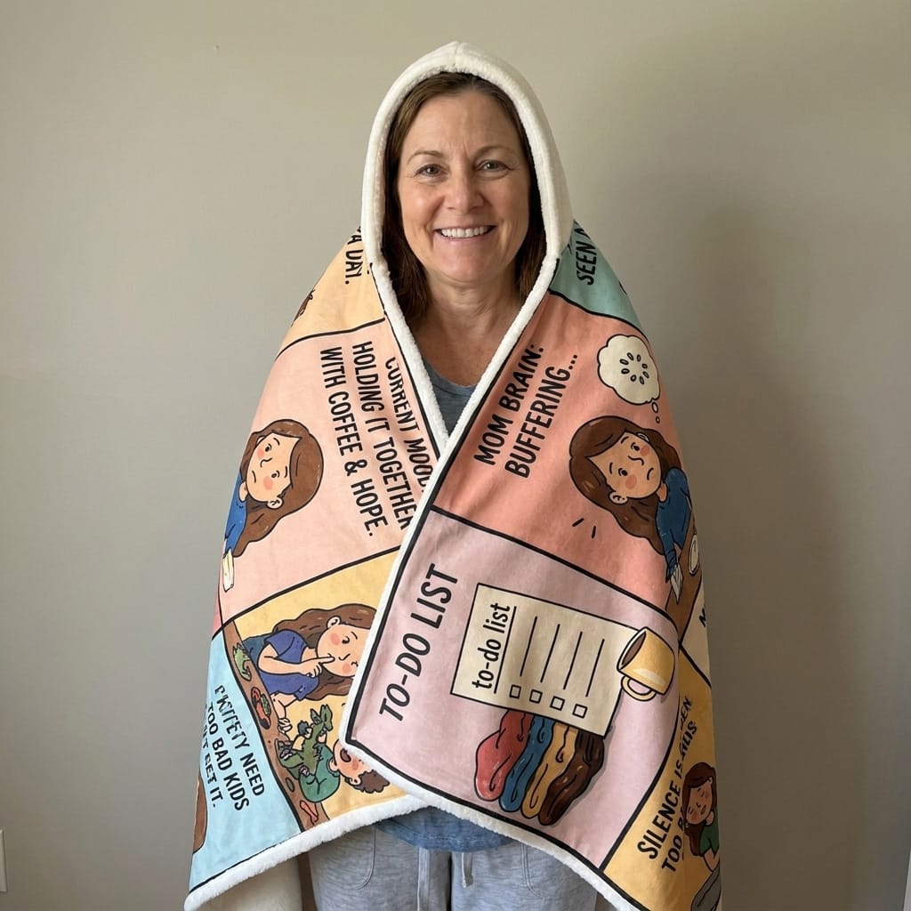 Mom's Official Napping Uniform - Hooded Sherpa Fleece Blanket