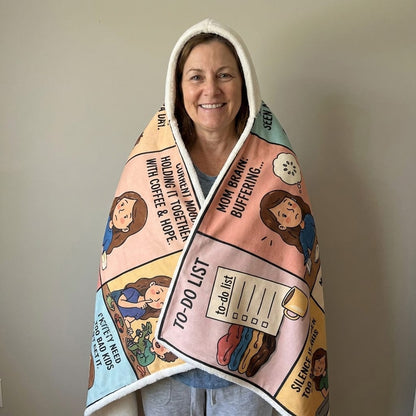 Mom's Official Napping Uniform - Hooded Sherpa Fleece Blanket