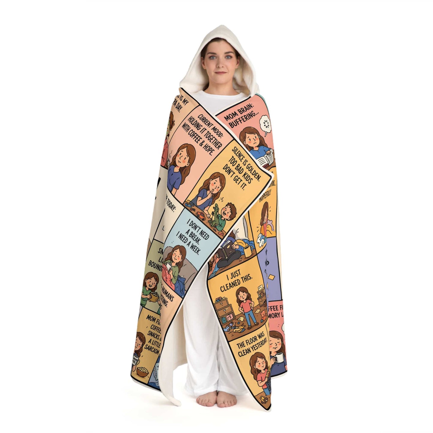 Mom's Official Napping Uniform - Hooded Sherpa Fleece Blanket